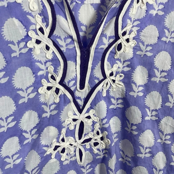 Roberta Roller Rabbit Geometric Embroidered Cotton Tunic Top in Lavender Size M - Picture 10 of 10
